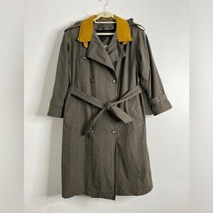 Vintage Fleet Street Glen Plaid Cotton Trench Coat Belted Double Breast Size 14